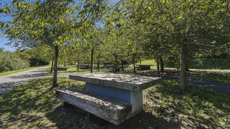 Tables in the recreation area