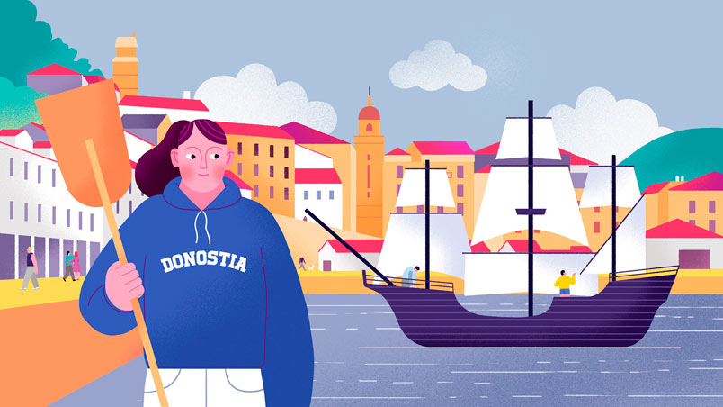 Ilustración muelle de Donostia