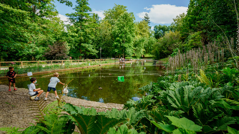 Children by the pond