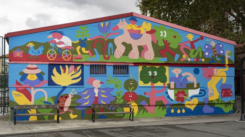 Fresque Jolasak de l'artiste Maialen Arocena