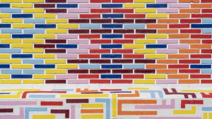 Détail de la fresque Caja de colores de l'artiste Stephen Webb