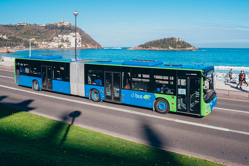 Transporte público de San Sebastián por el Paseo de la Concha