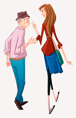 Illustration: Woody Allen and Woman Walking