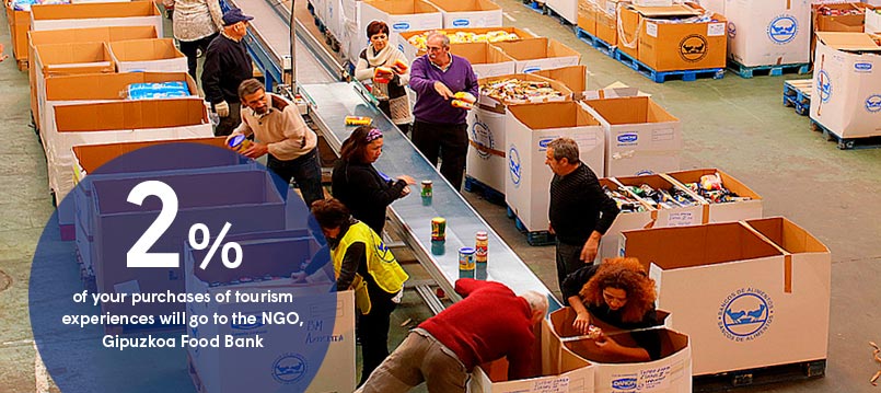 2% of your purchases of tourism experiences will go to the NGO, Gipuzkoa Food Bank