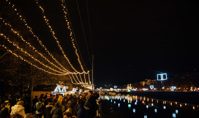 navidad mercado noche