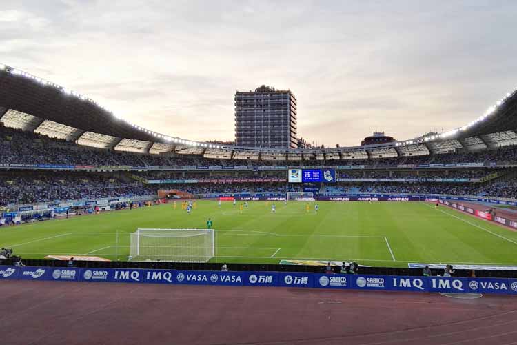 Partido de fúlbol de la Real Sociedad en el Estadio de Anoeta